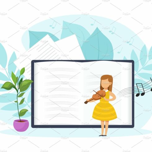 Cute Tiny Girl Playing Violin in cover image.