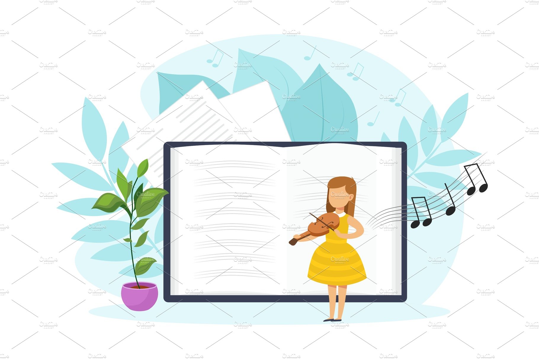 Cute Tiny Girl Playing Violin in cover image.