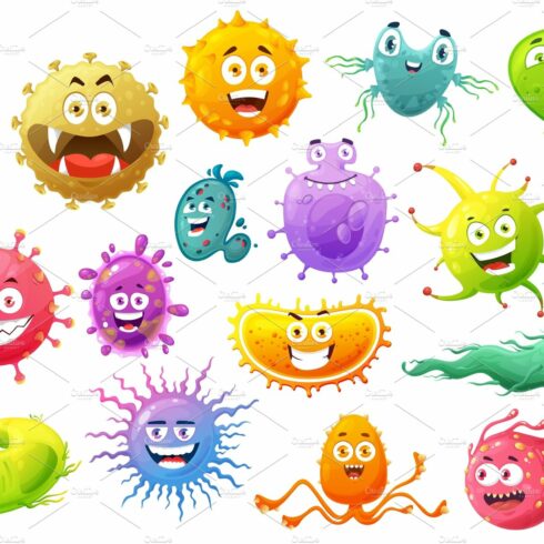 Cartoon virus, bacteria, germs cover image.