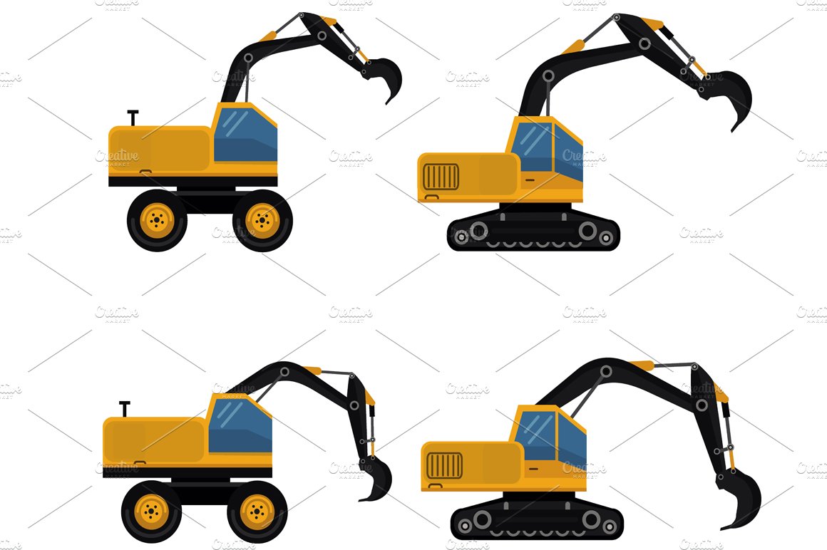 Set of icons construction equipment preview image.