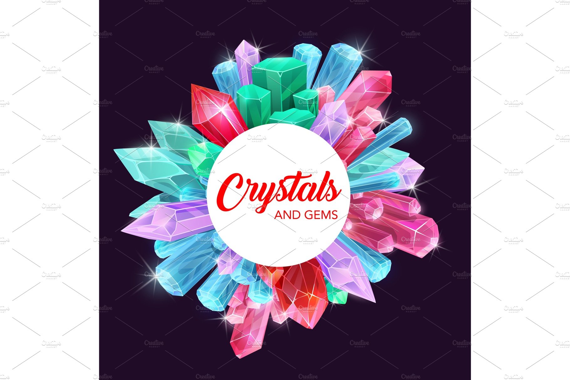 Crystals, gems, quartz, amethyst cover image.