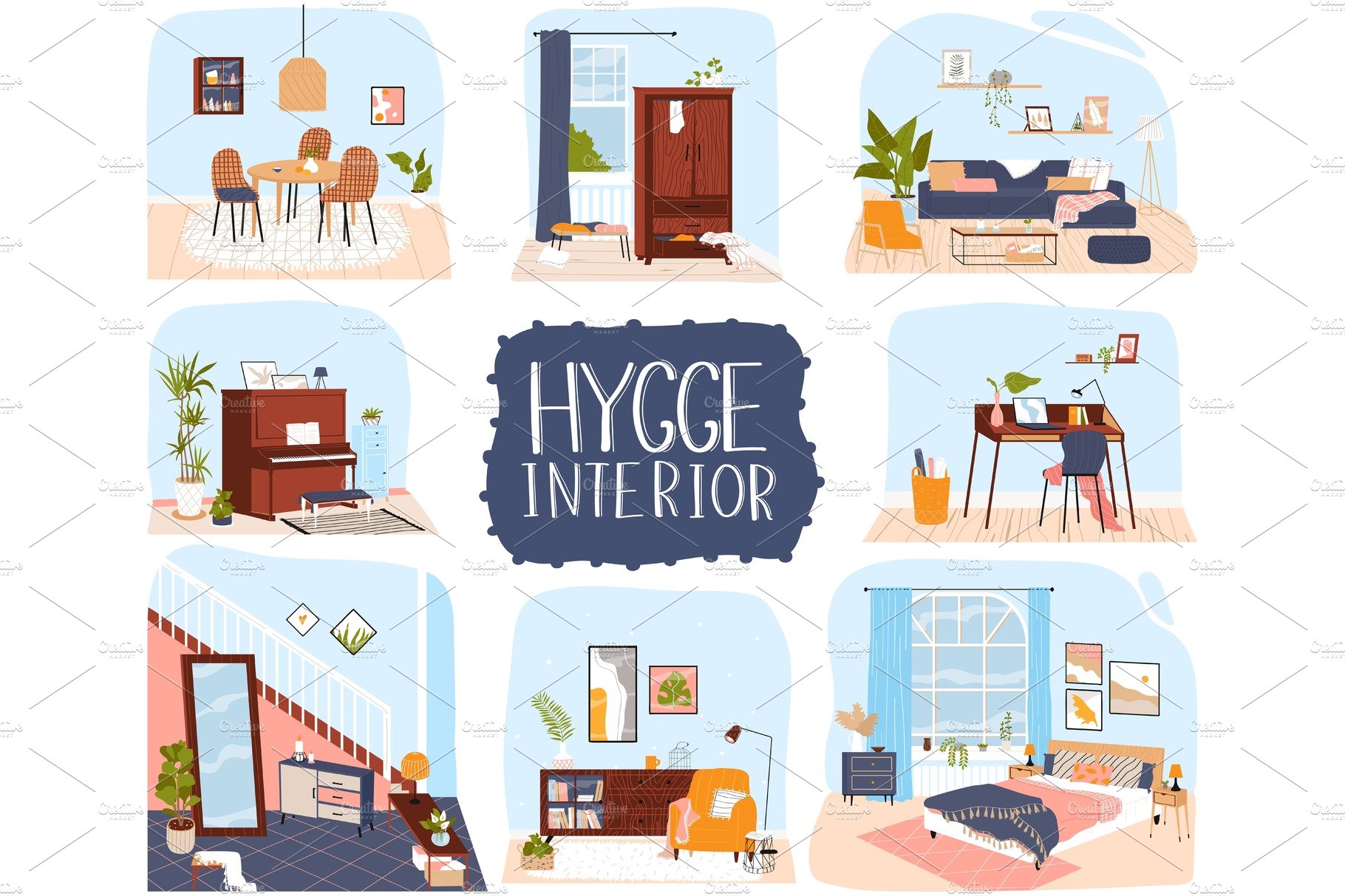 Home interior vector illustration cover image.