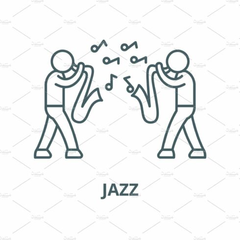 Jazz vector line icon, linear cover image.