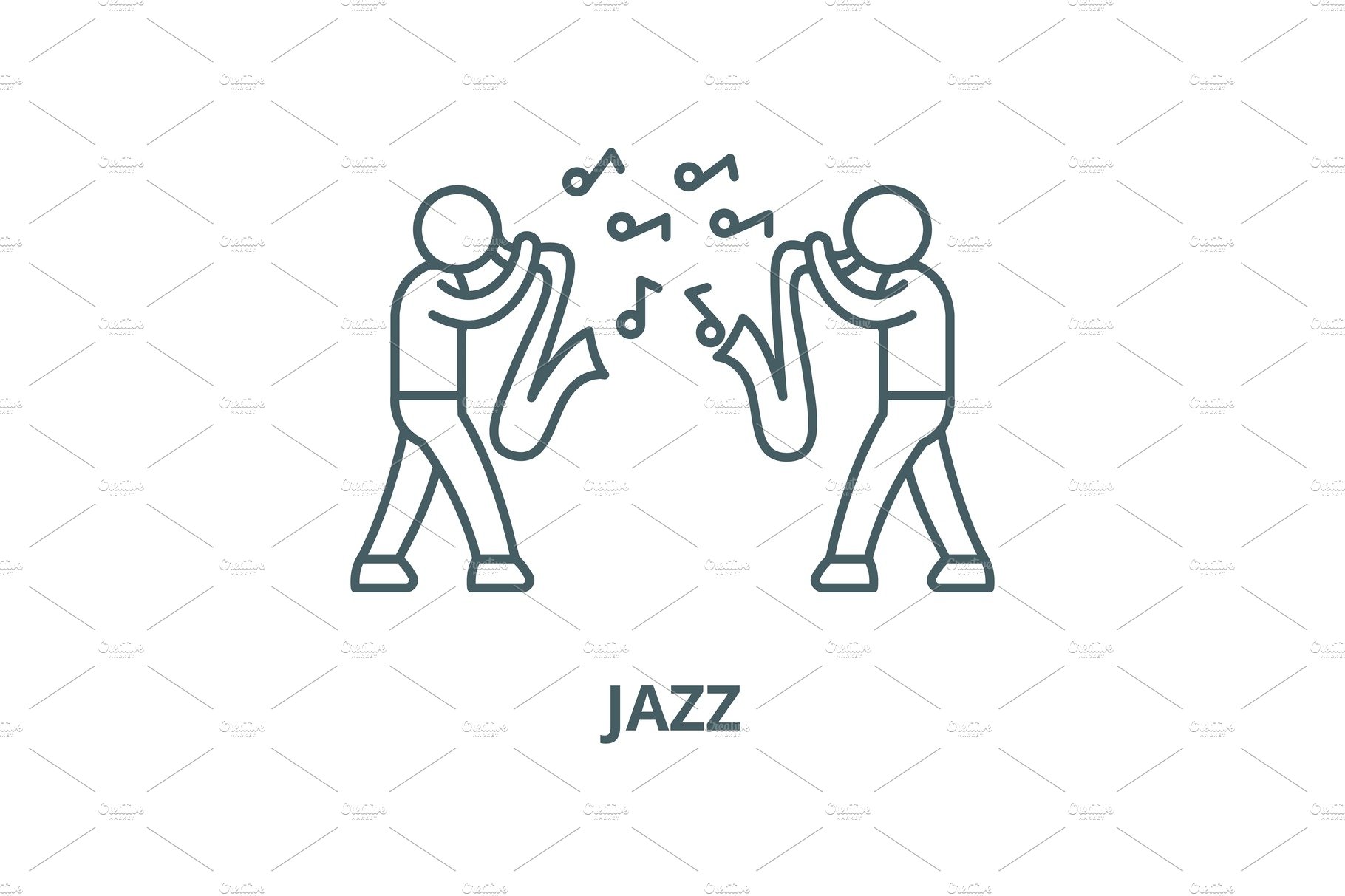 Jazz vector line icon, linear cover image.