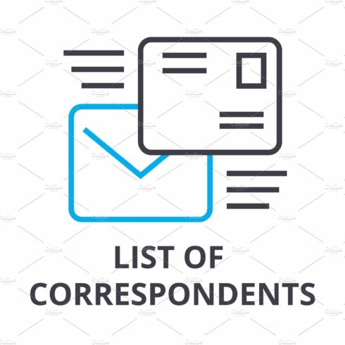 list of correspondents thin line icon, sign, symbol, illustation, linear co... cover image.