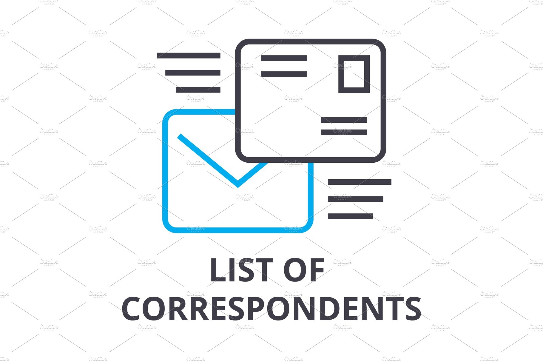 list of correspondents thin line icon, sign, symbol, illustation, linear co... cover image.