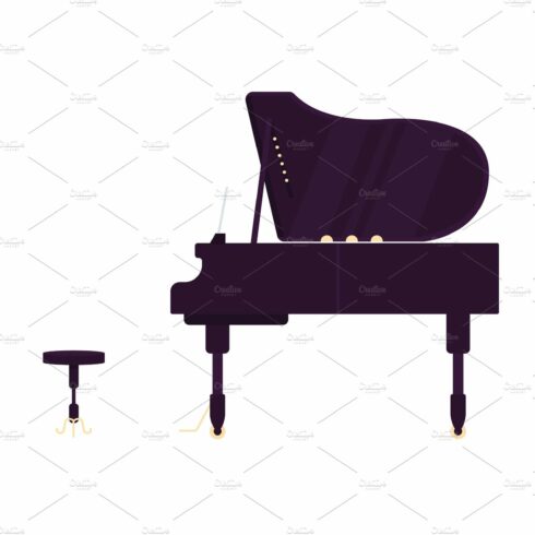 Grand black piano vector object cover image.