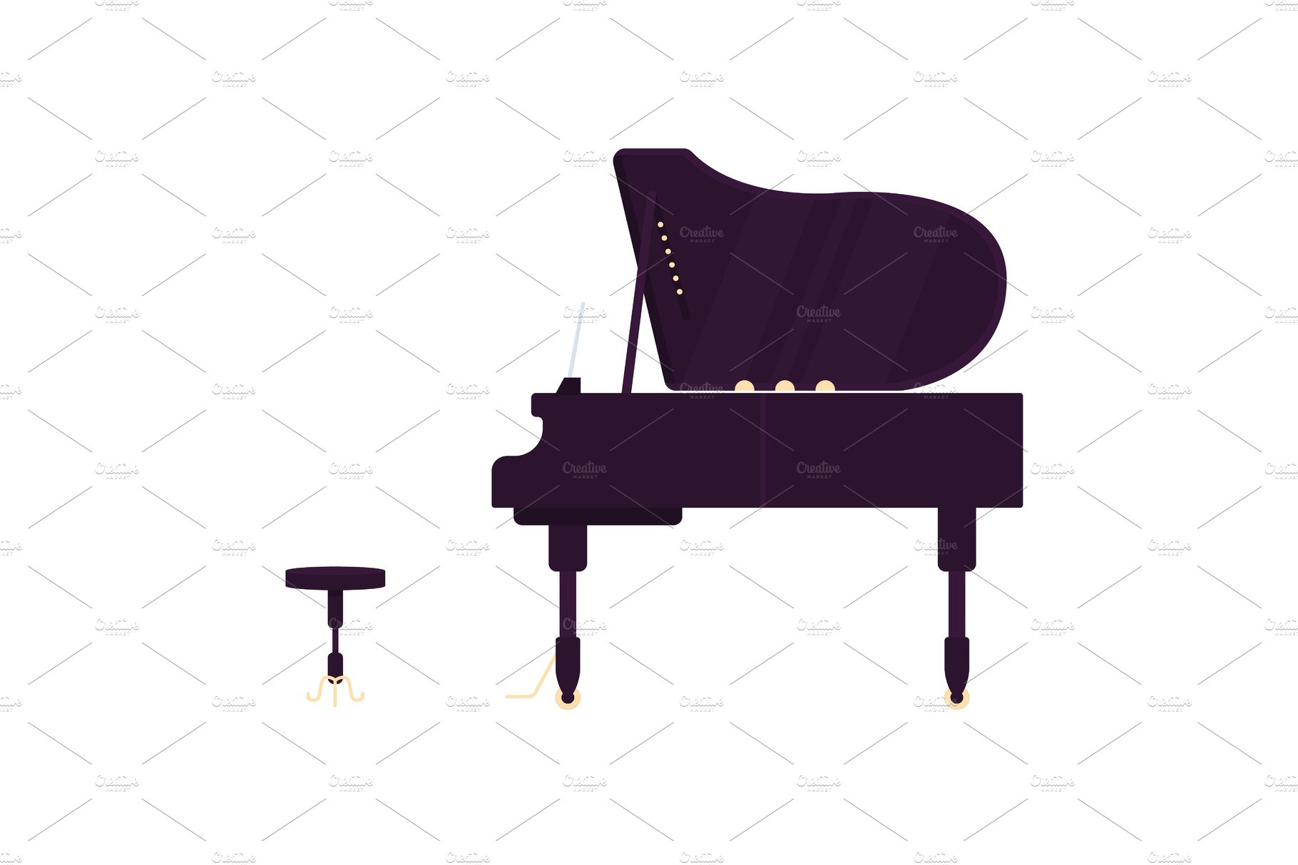 Grand black piano vector object cover image.