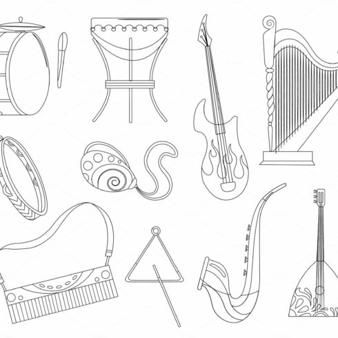 Set various musical instruments cover image.