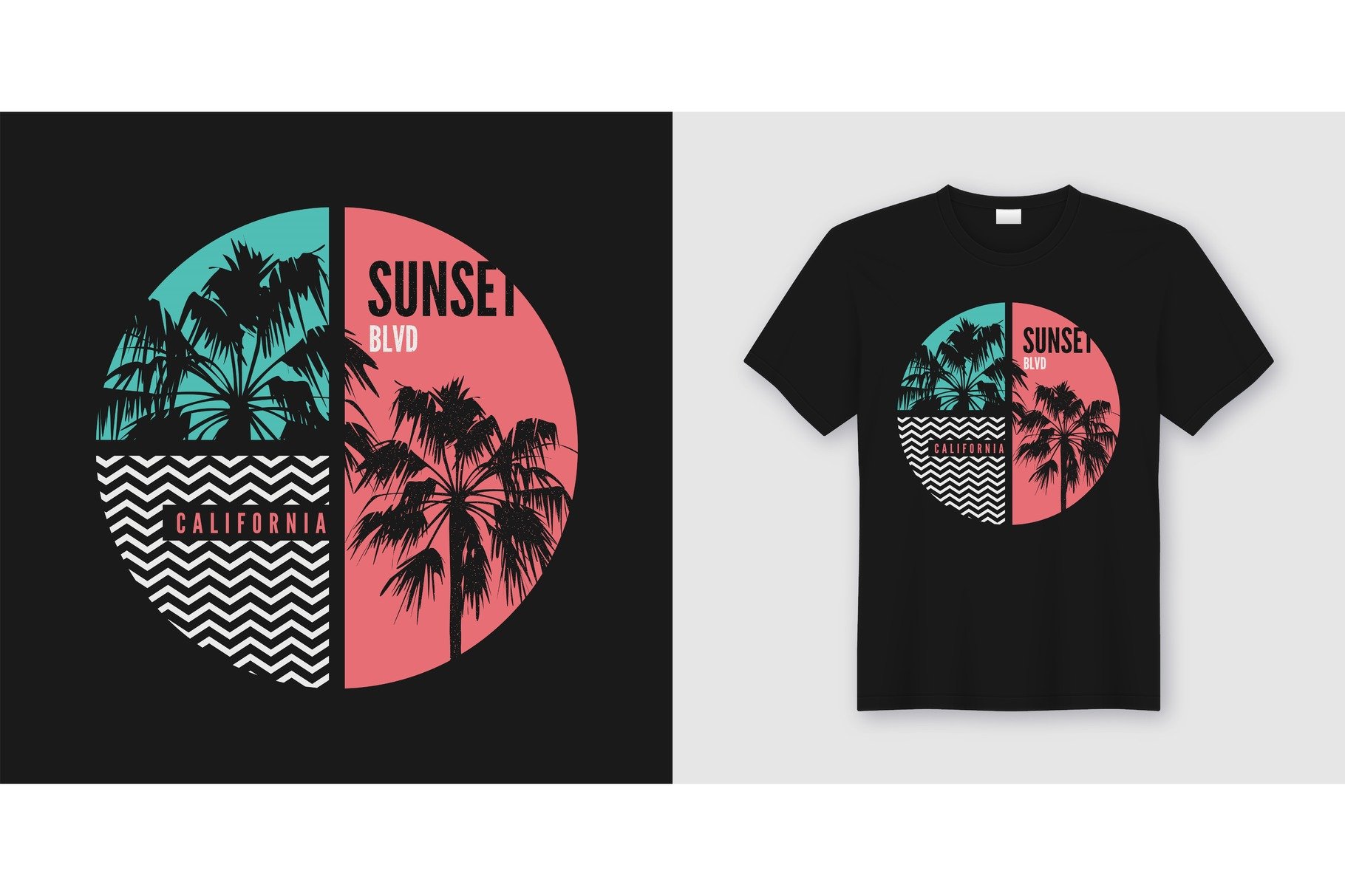 Sunset Blvd California tshirt design cover image.