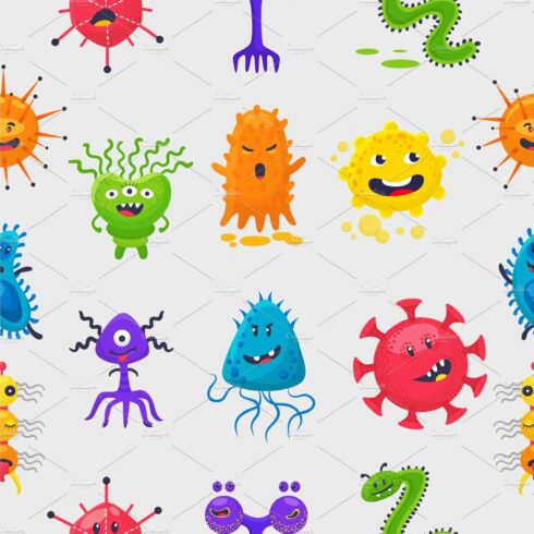 Viruses vector cartoon bacteria cover image.