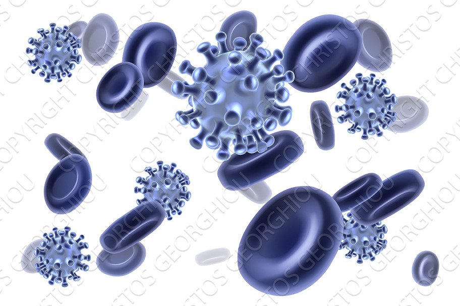 Virus Blood Cells Molecules Concept cover image.