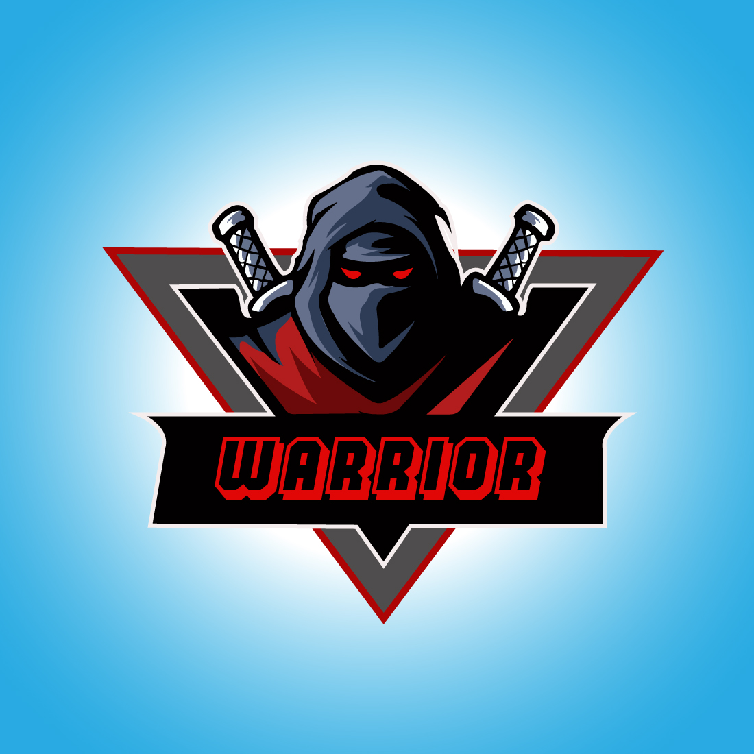 Warrior gaming mascot logo preview image.
