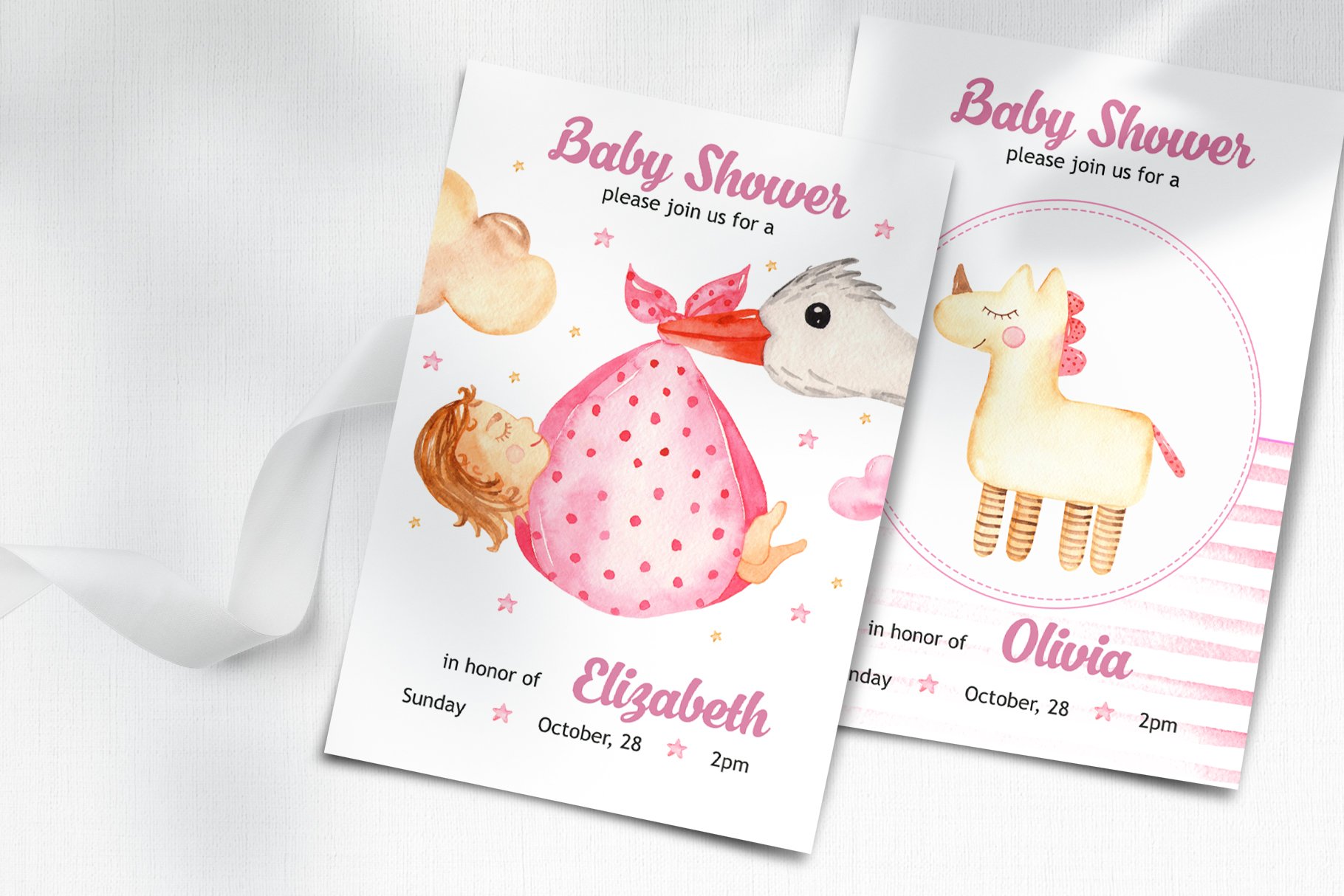 watercolor is a baby shower girl 381