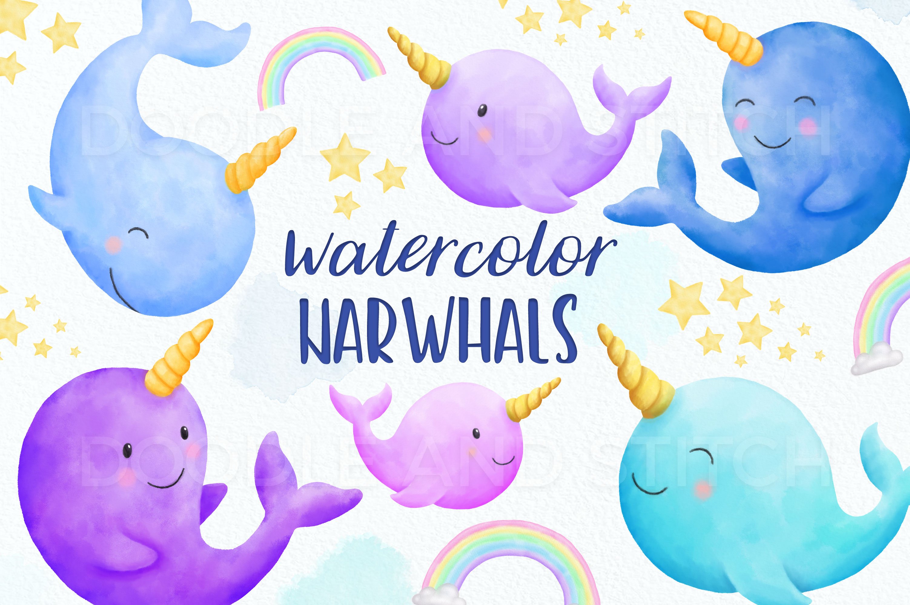 Narwhal Watercolor Illustrations cover image.