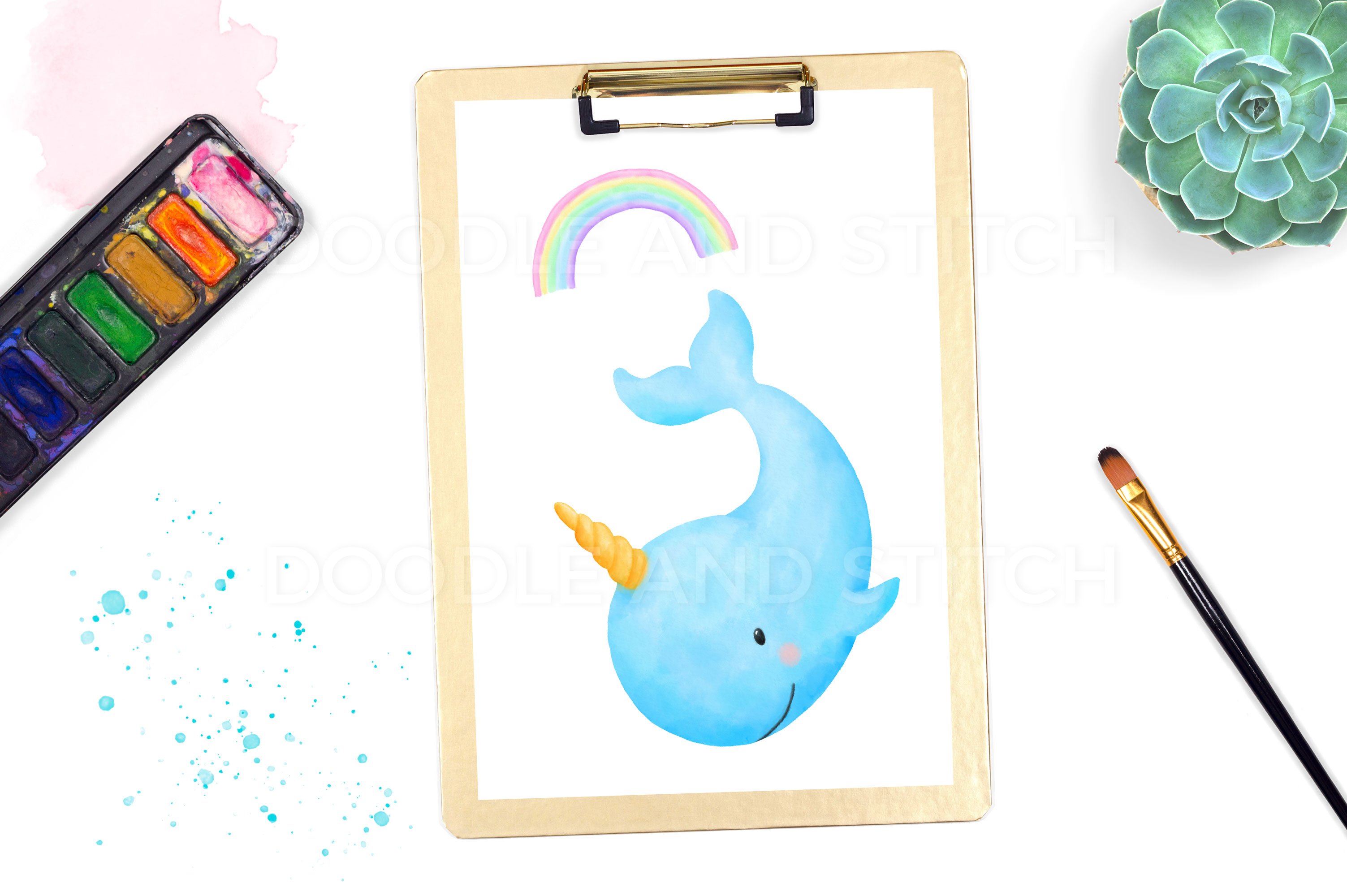 watercolor narwhals 5 671