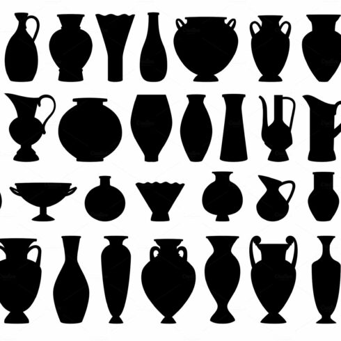 Vintage greek vases black silhouette cover image.