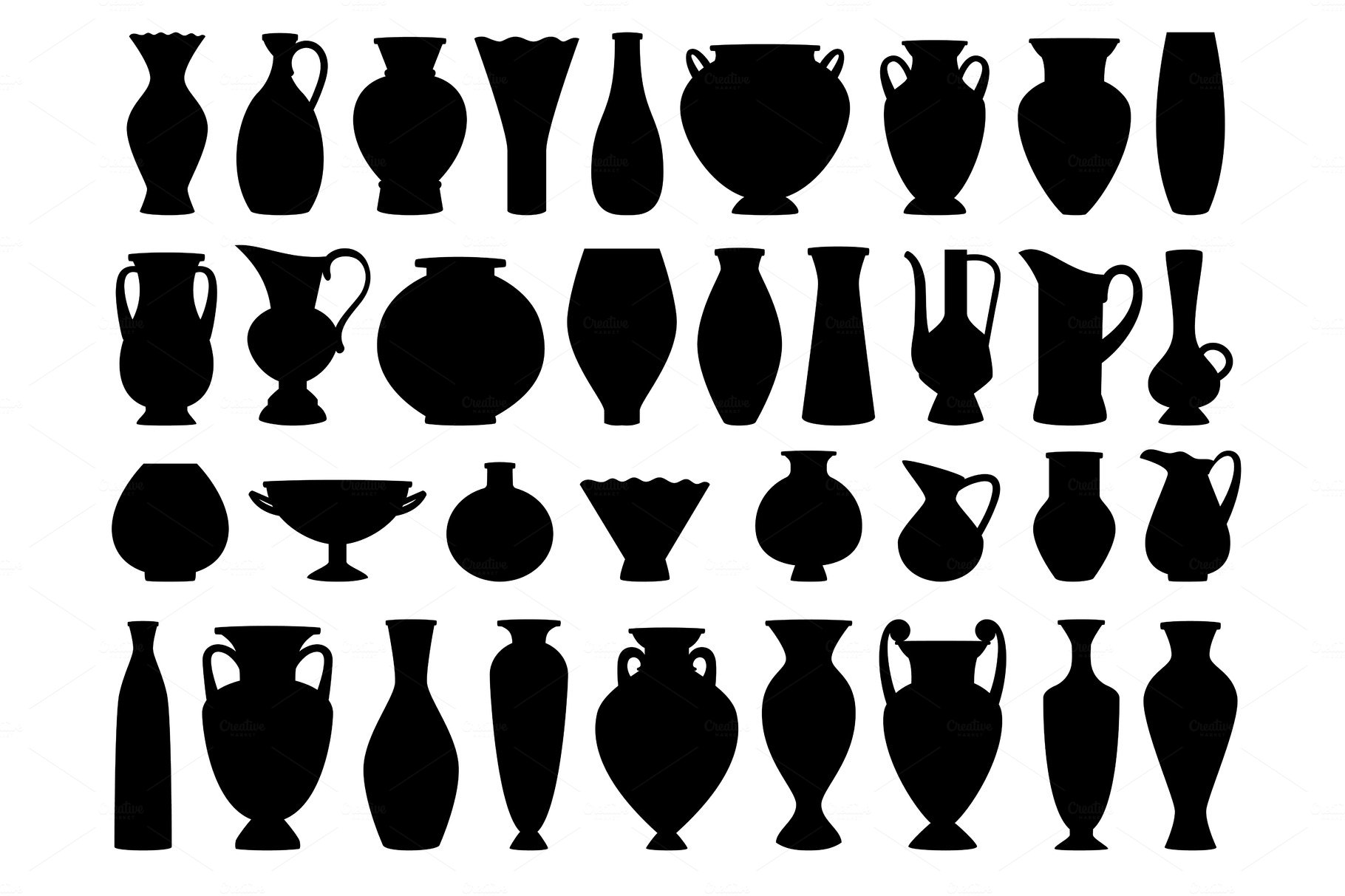 Vintage greek vases black silhouette cover image.