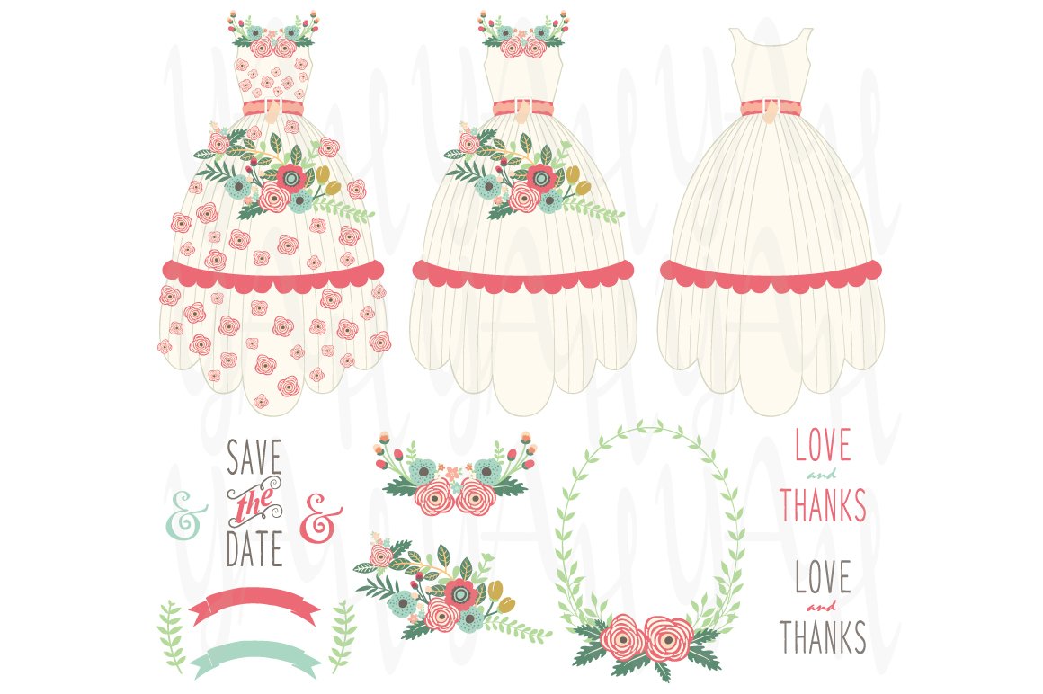 Bride Floral Wedding Dress Set preview image.