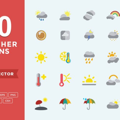 Flat Icons Weather Set cover image.