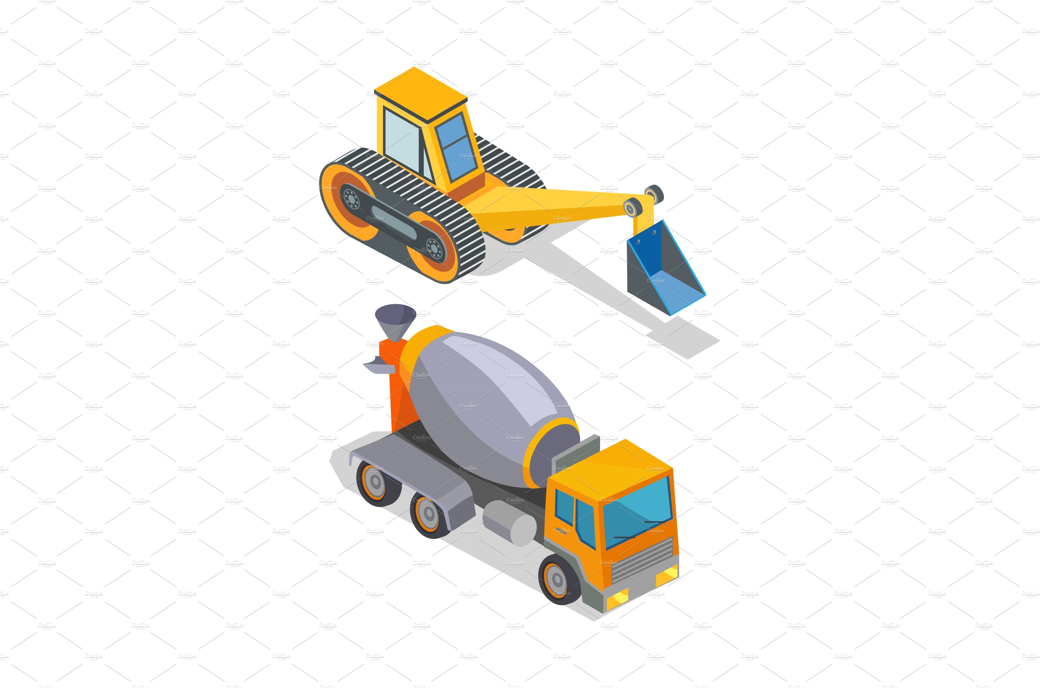 Cement Mixer and Excavator cover image.