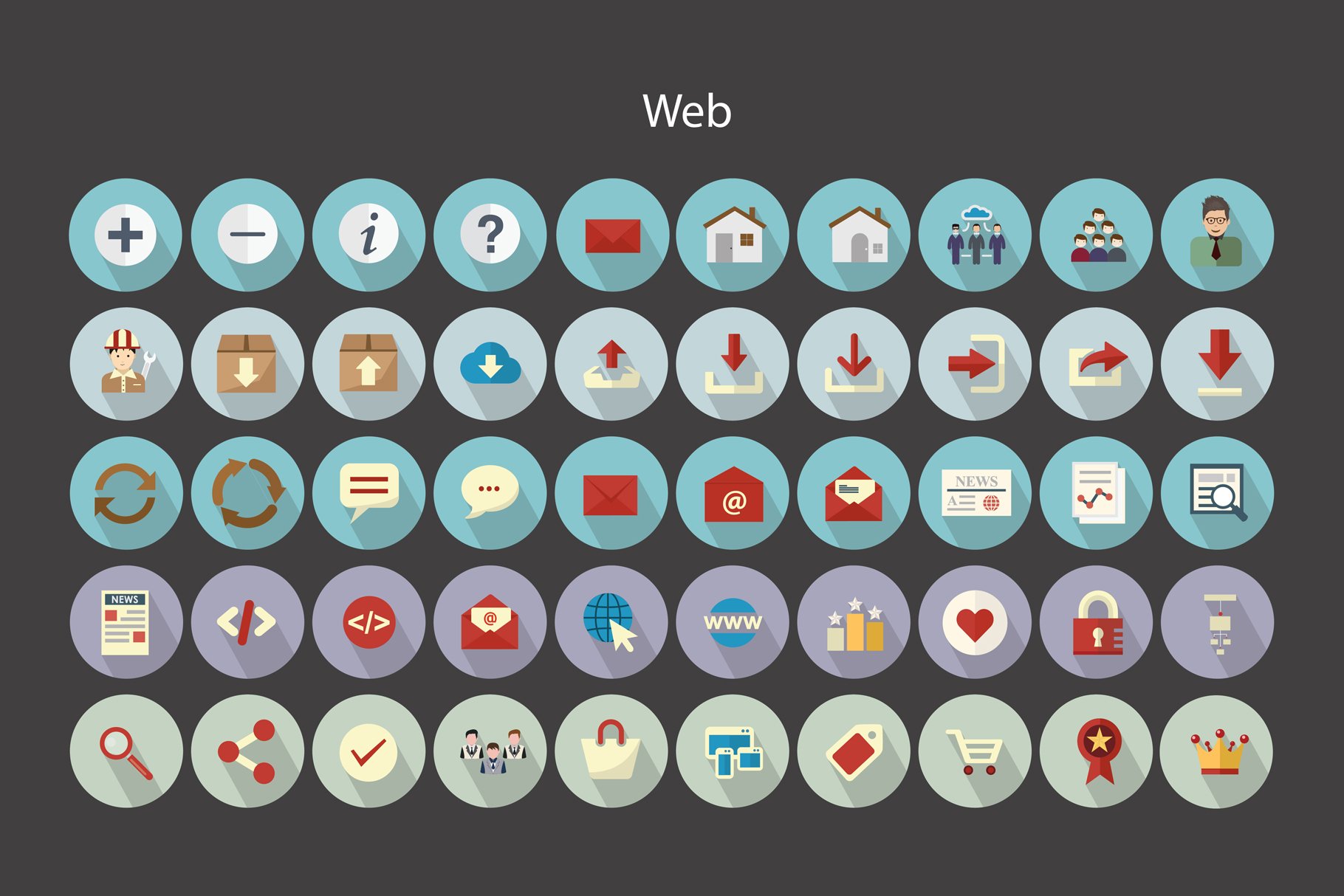 web vector 50 icons flat style 50