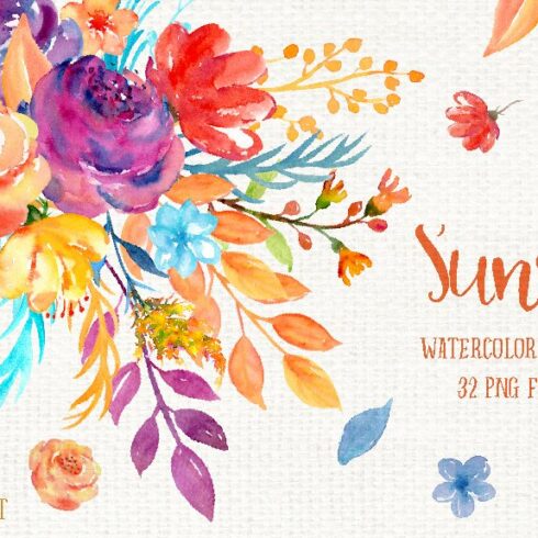 Watercolor Clipart Sunset cover image.