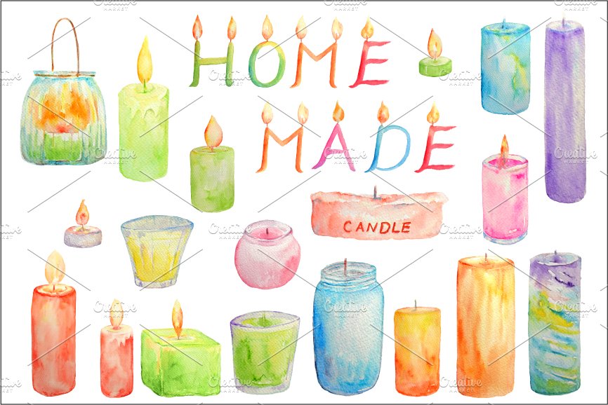 Watercolor Clipart Glowing Candles cover image.
