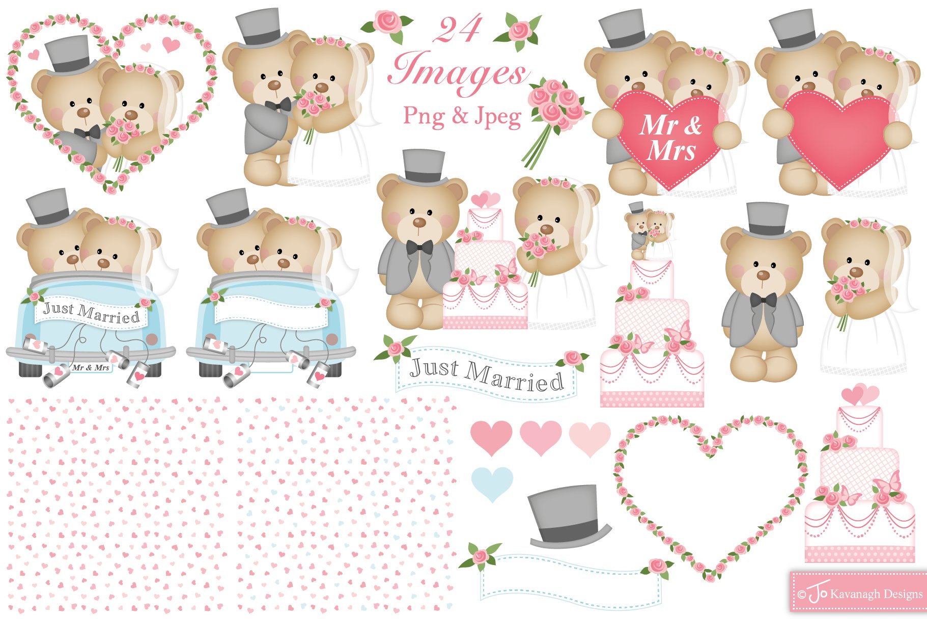 Wedding clipart,Bride and groom -C34 preview image.