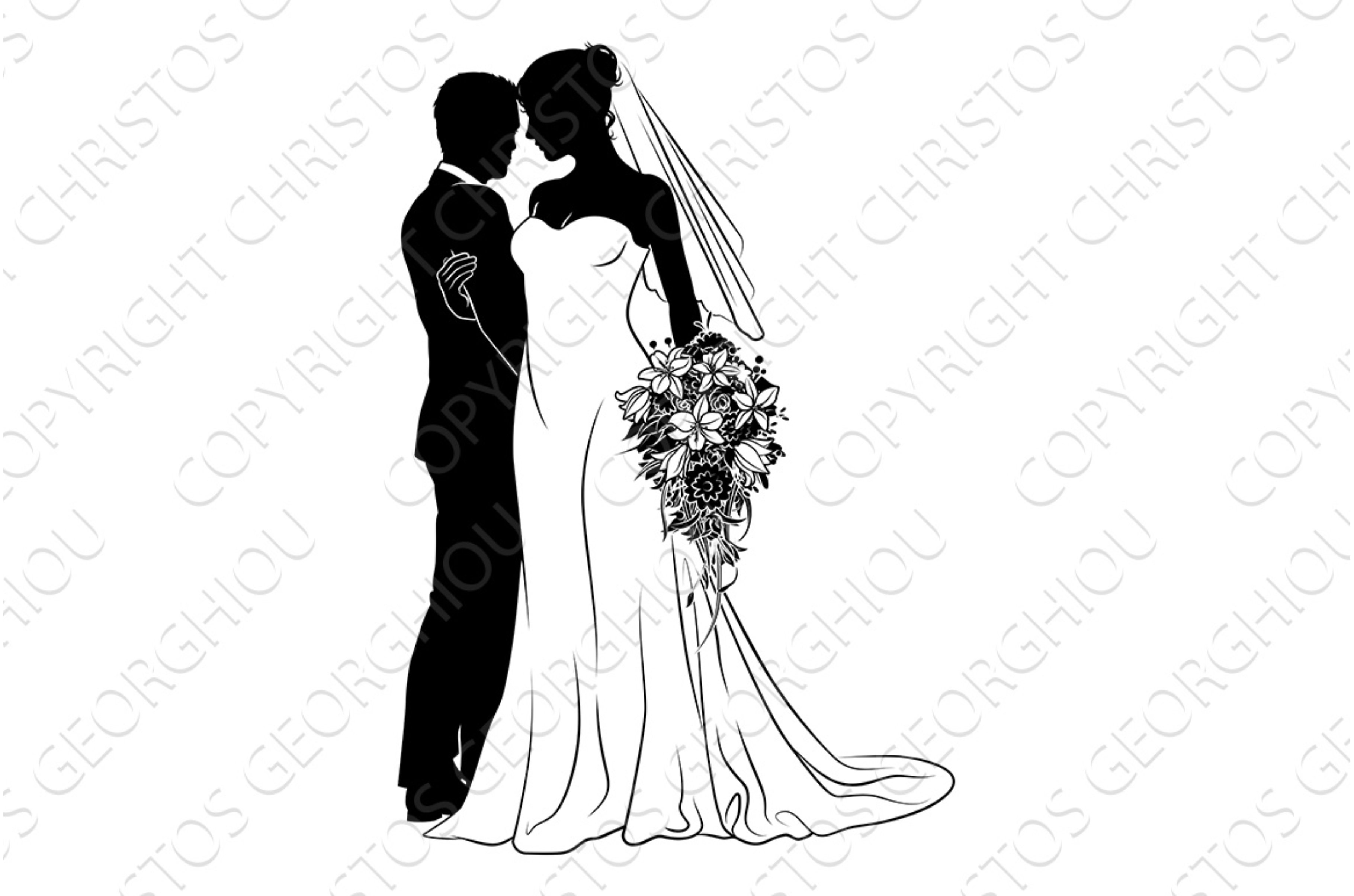 Bride And Groom Couple Wedding Dress cover image.