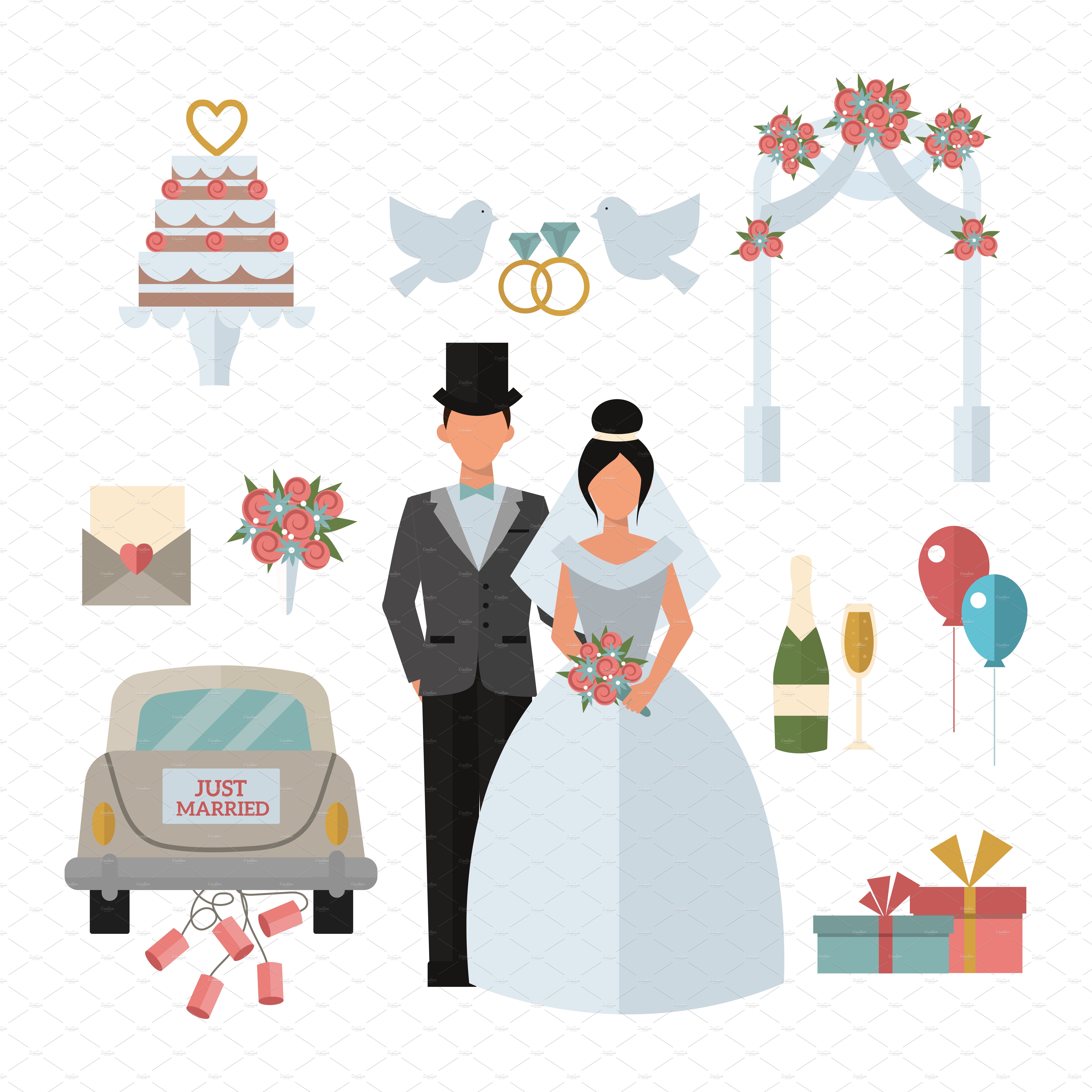 Wedding symbols ceremony vector cover image.