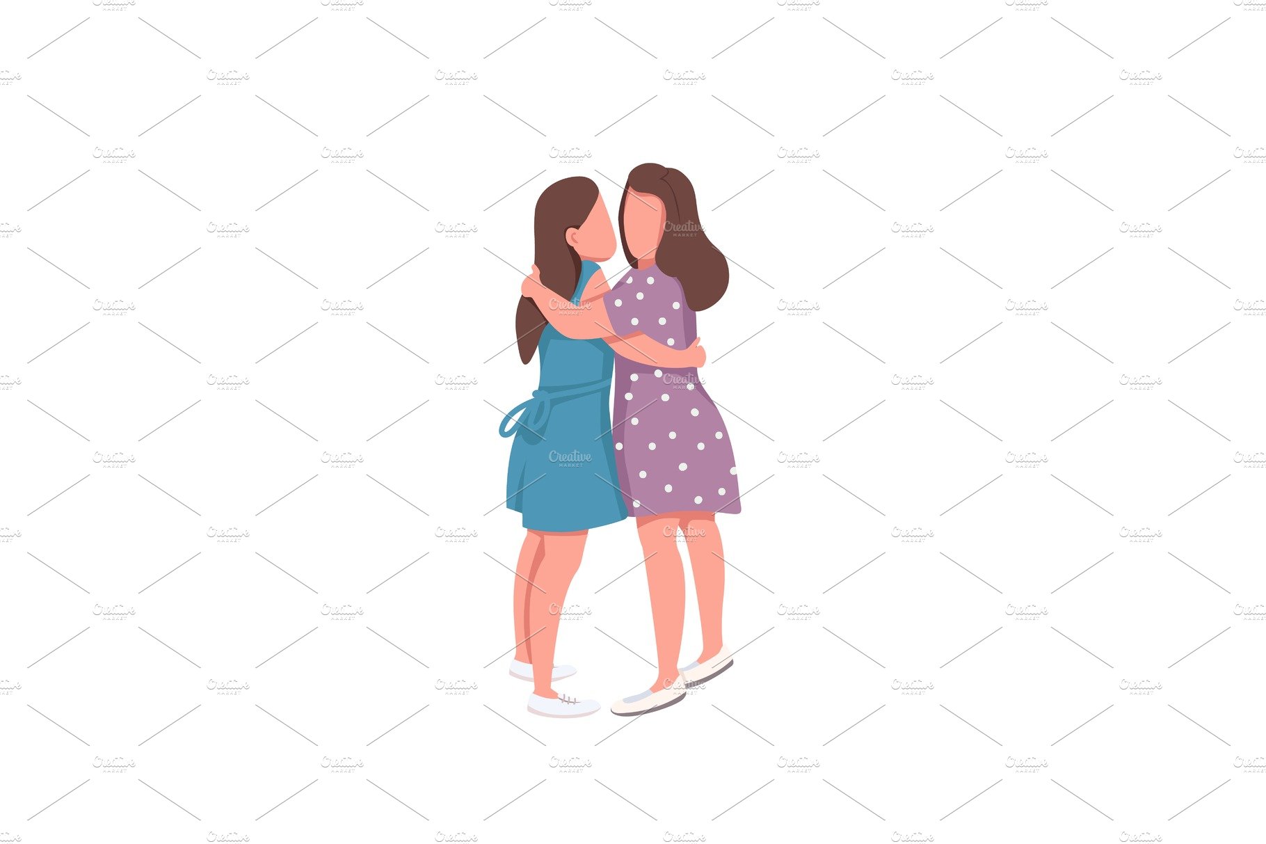 Cute girl couple flat characters cover image.