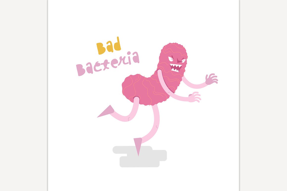 Bad bacteria character icon cover image.