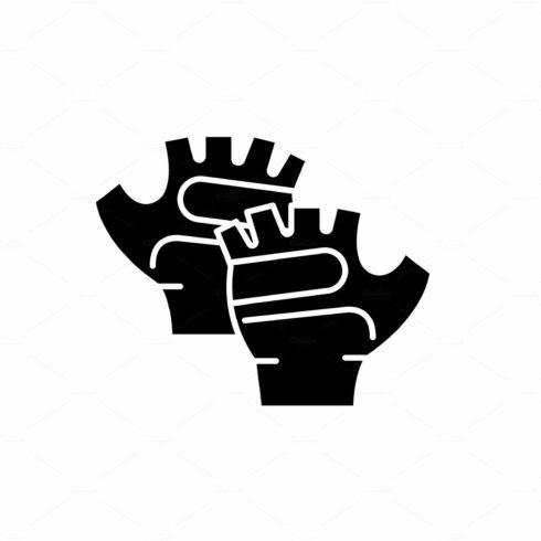 Sport gloves black icon, vector sign cover image.