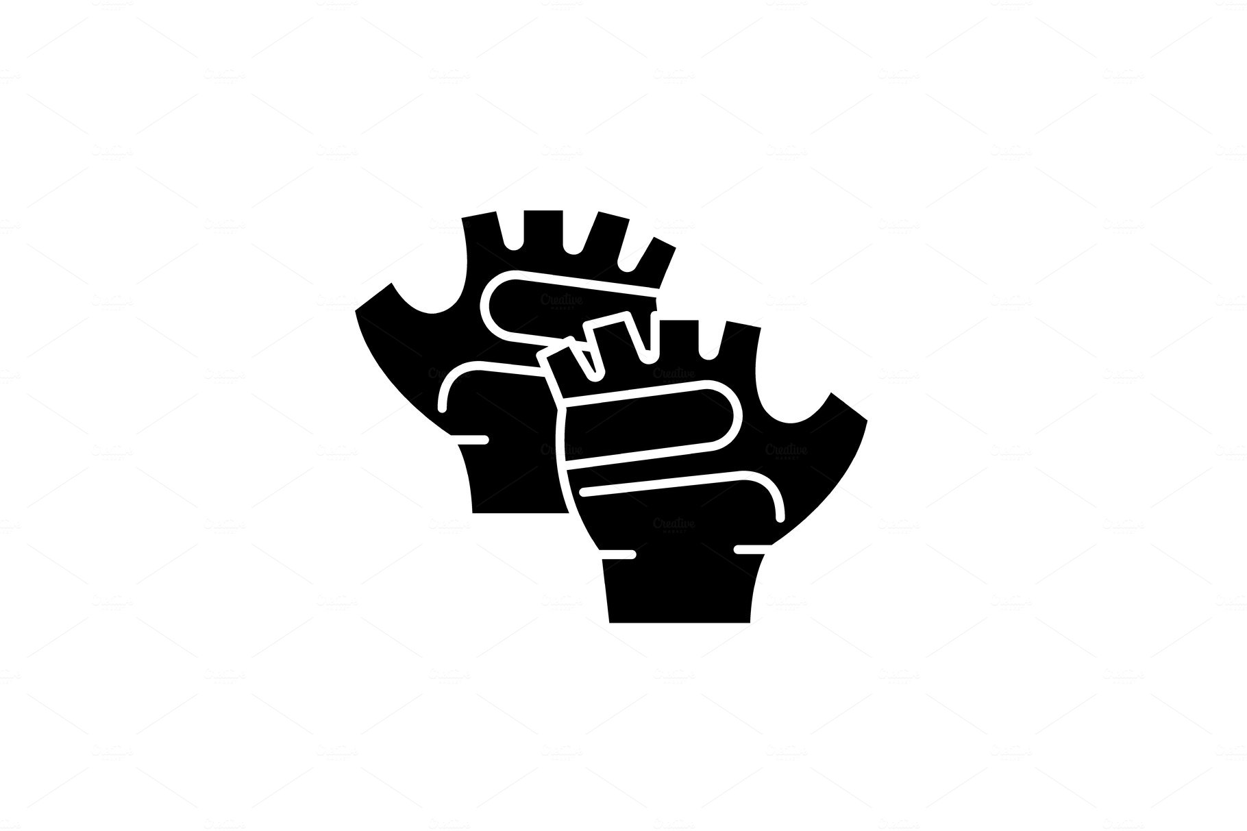 Sport gloves black icon, vector sign cover image.