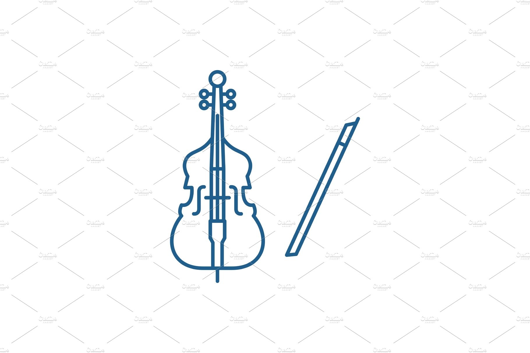 Violin music line icon concept cover image.