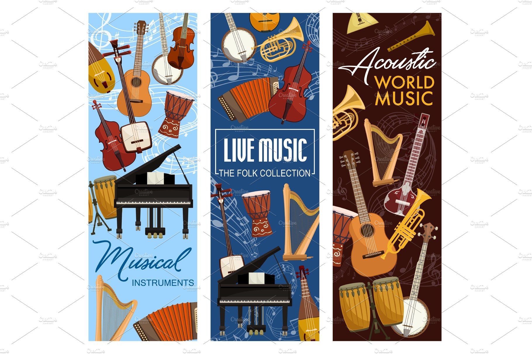 Live and folk music instruments cover image.