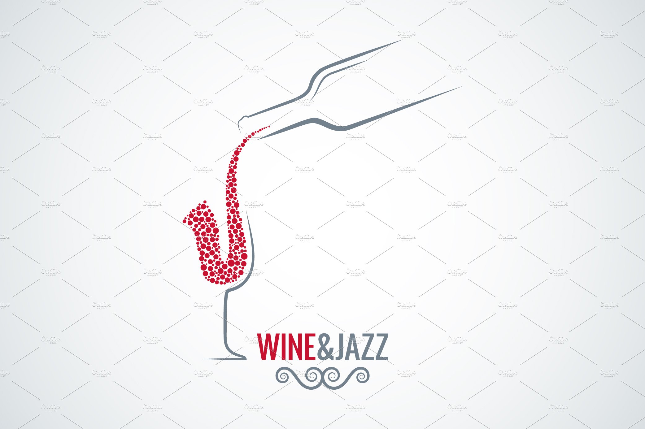 Wine and jazz concept design vector. cover image.