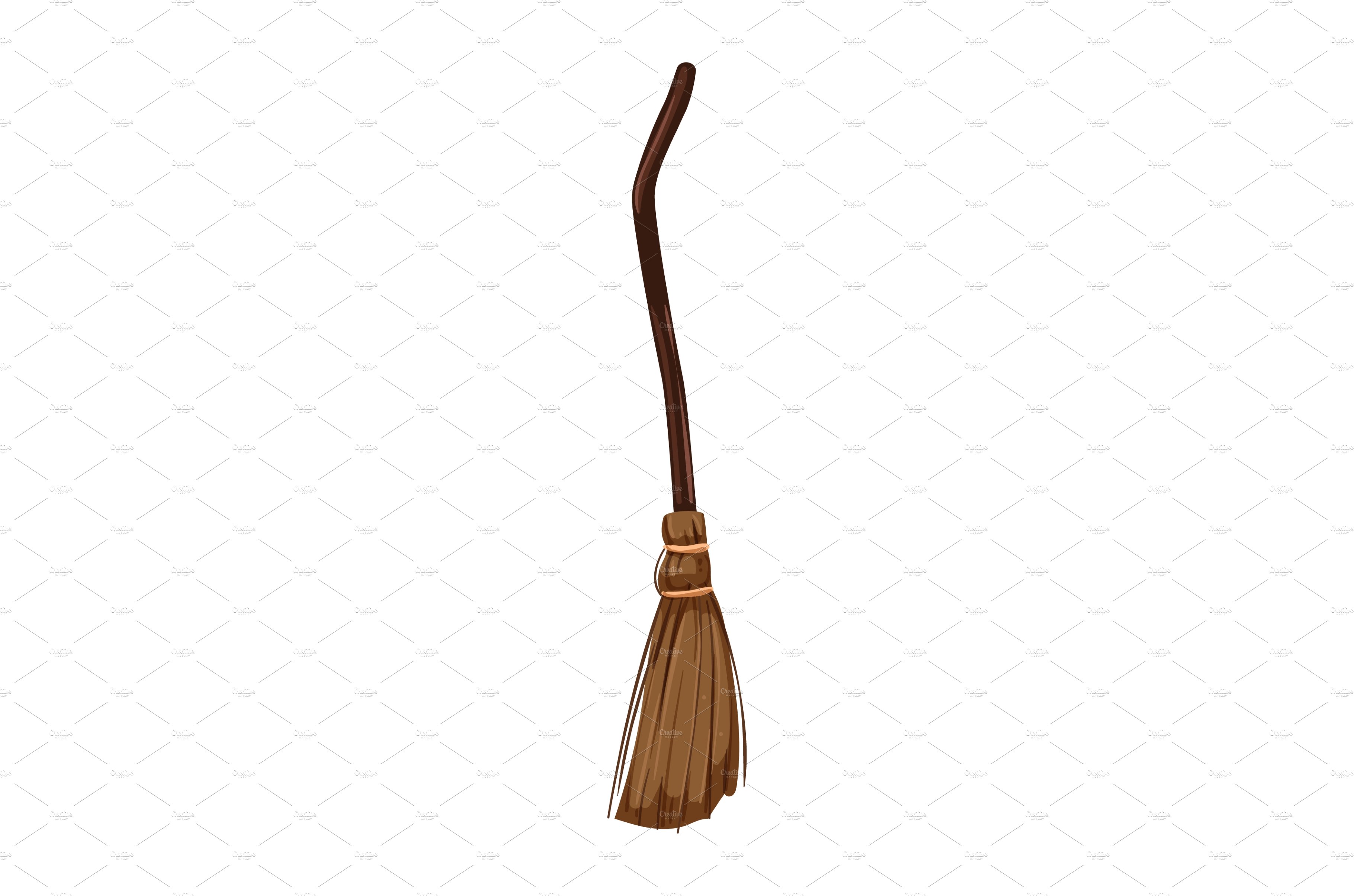 old witch broom cartoon vector cover image.