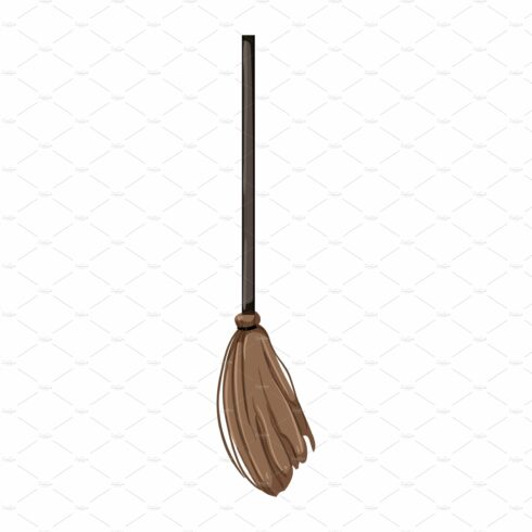 handle witch broom cartoon vector cover image.