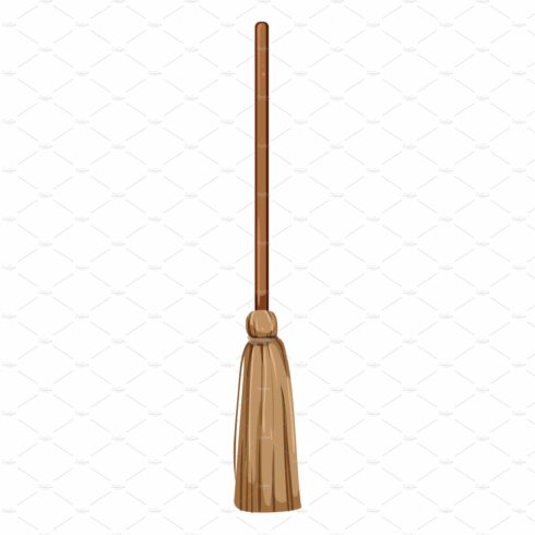 besom witch broom cartoon vector cover image.