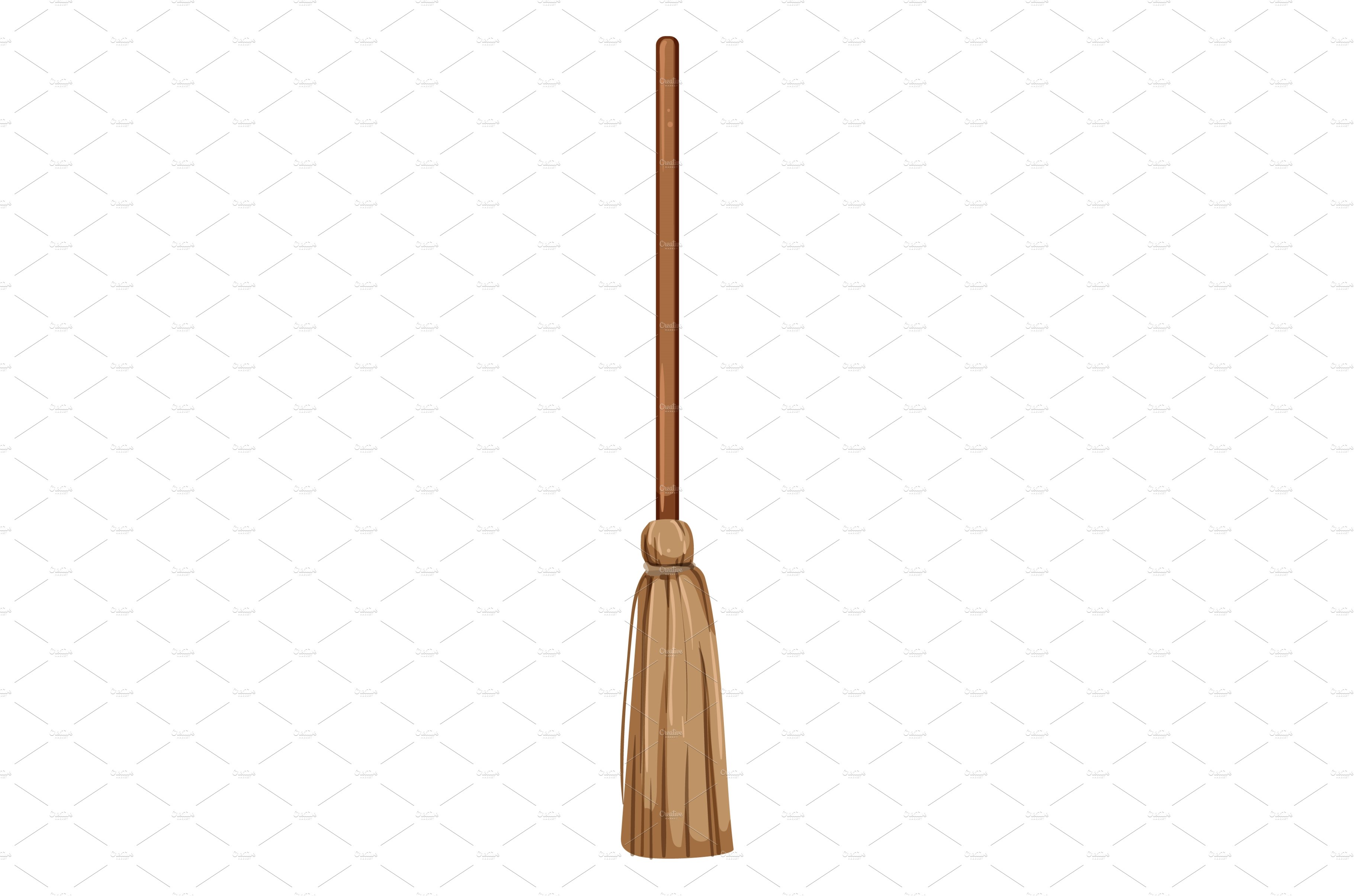 besom witch broom cartoon vector cover image.