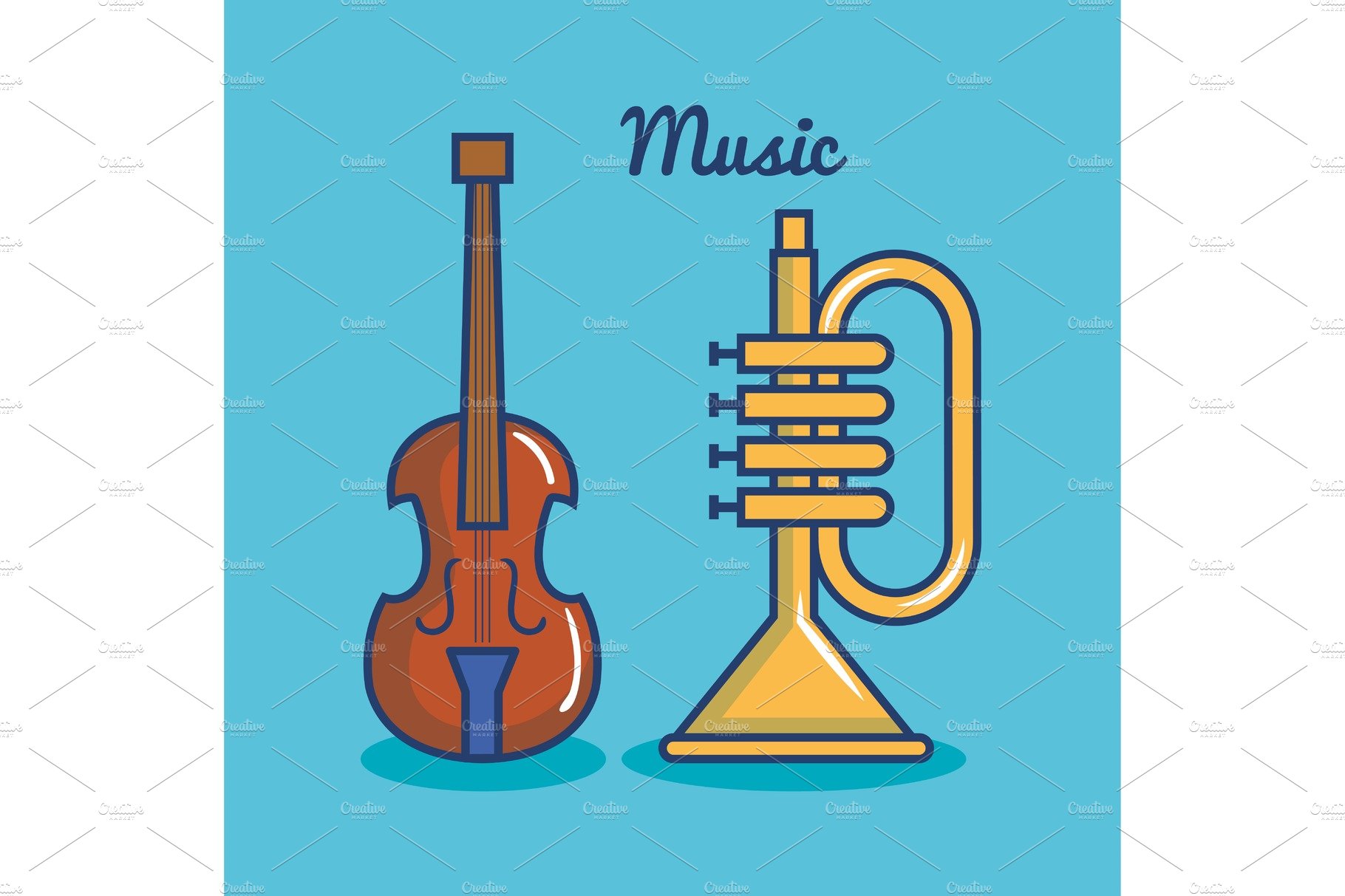 Music instruments design cover image.