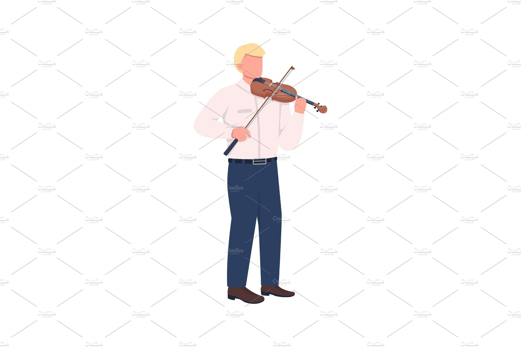 Violinist flat vector character cover image.