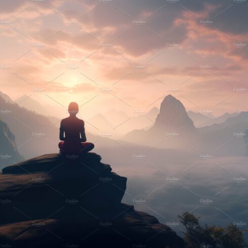 Yoga on mountain top at sunset cover image.