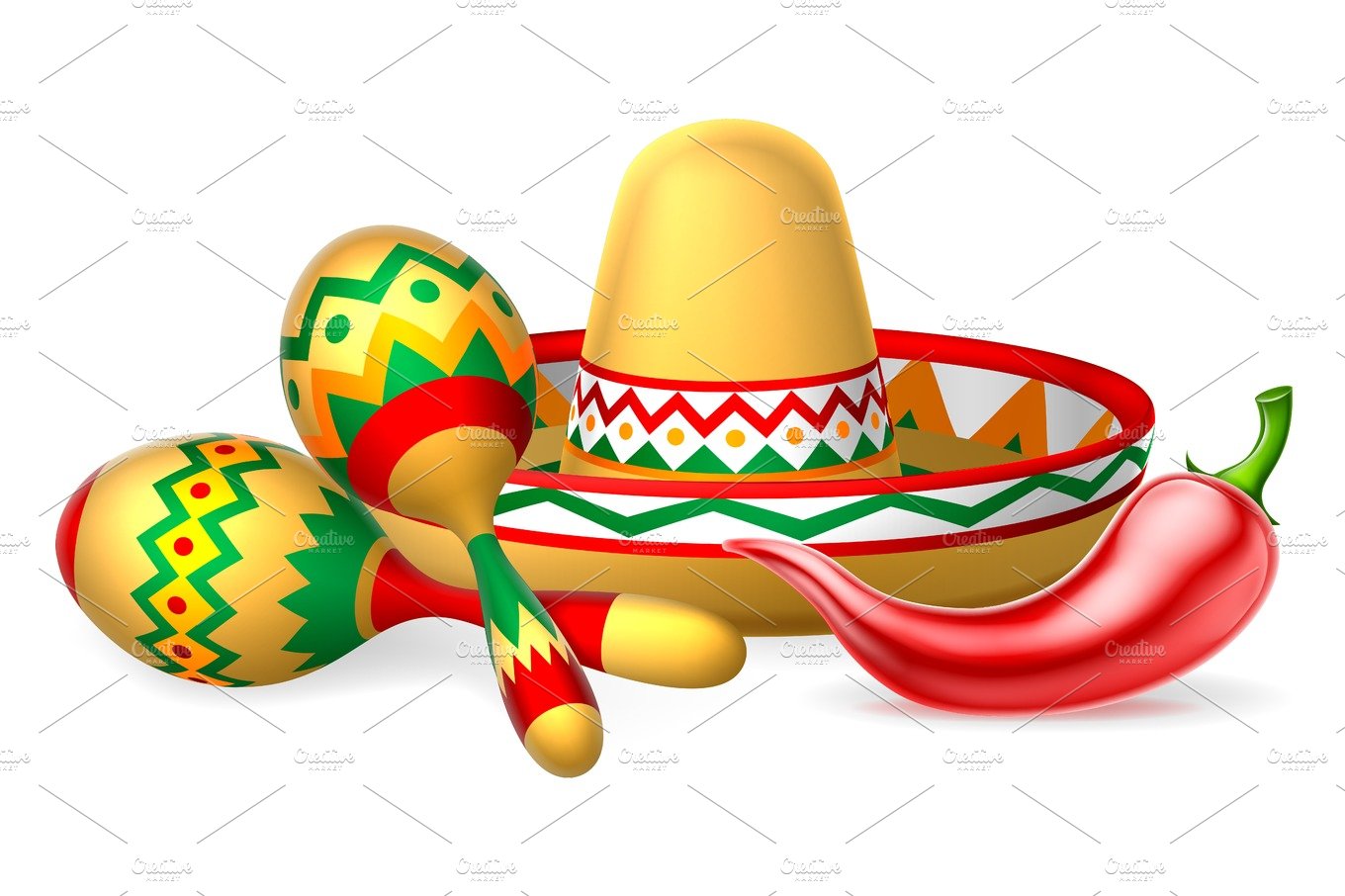 Mexican Sombrero Maracas and Chilli Pepper cover image.