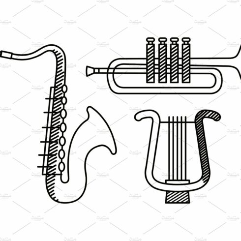 set of saxophone and trumpet with cover image.