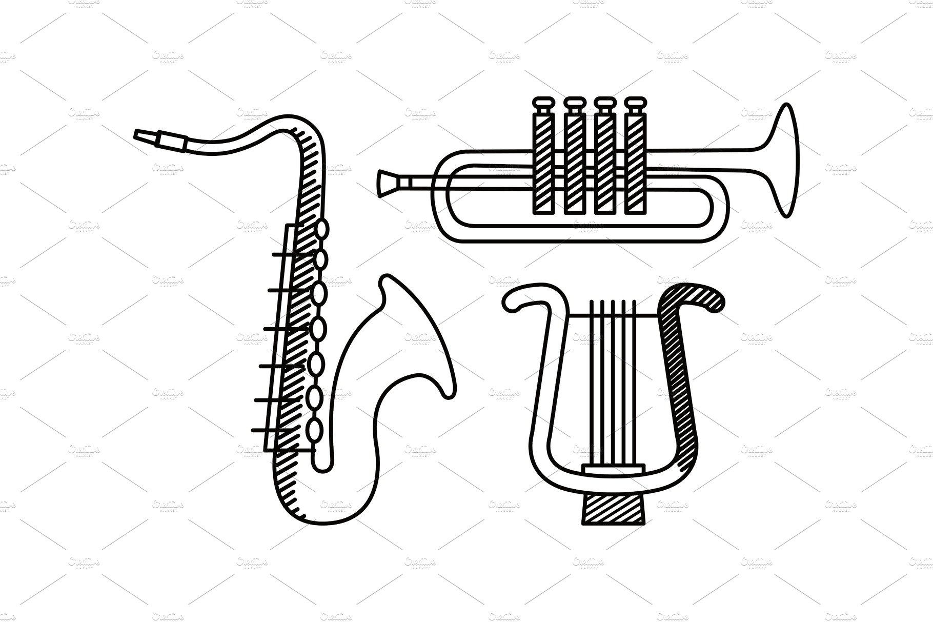 set of saxophone and trumpet with cover image.