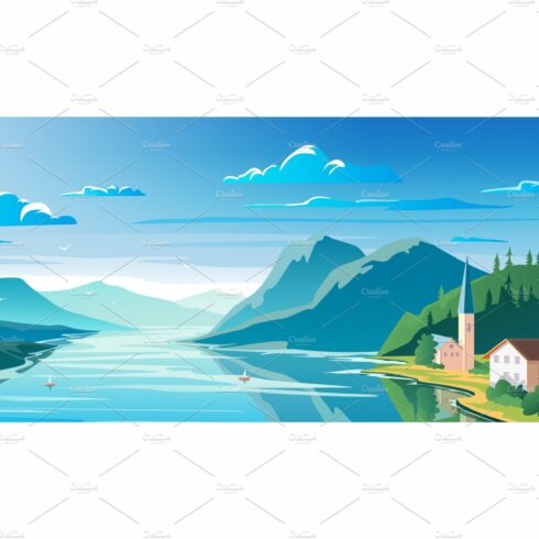 Beautiful scenery, mountain lake and cover image.