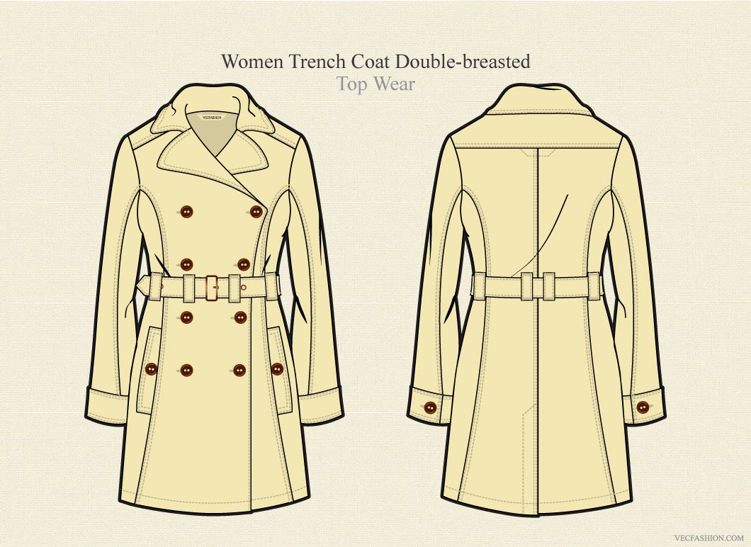 Women Trench Coat Double-breasted cover image.